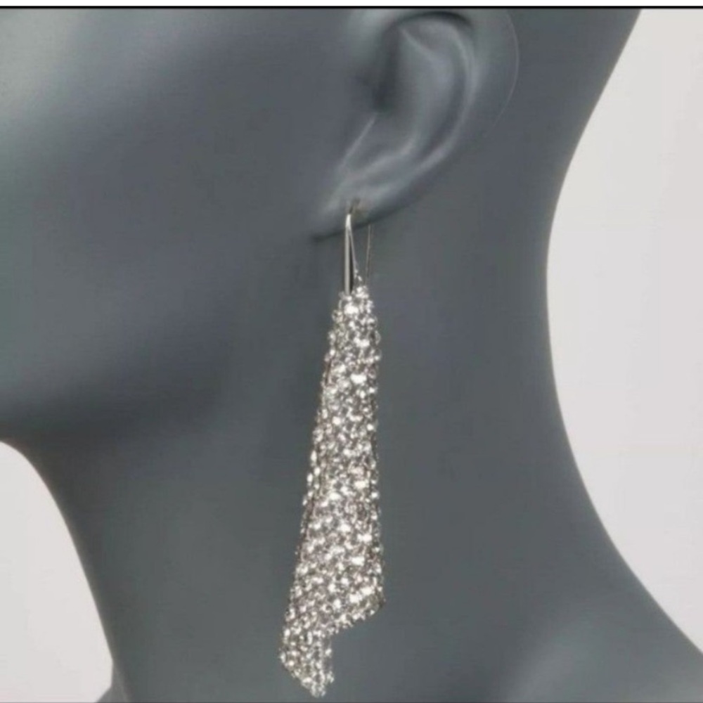 Authentic swarovski crystal mesh triangle dangling earrings.